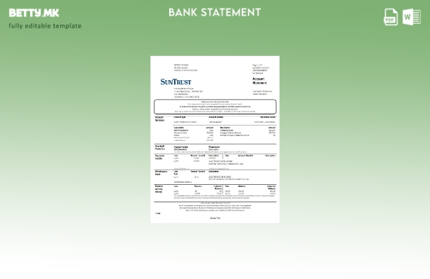 модерен стил на САД Џорџија SunTrust шаблон за извод од банка